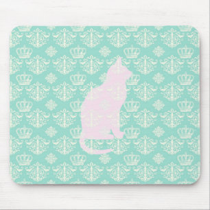 Tapis De Souris Motif blanc turquoise royal vintage de conception