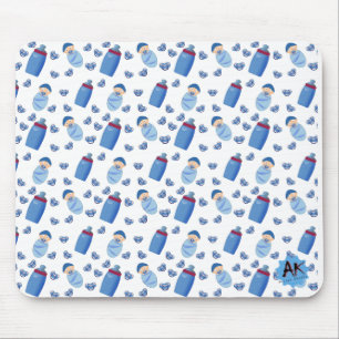 Tapis De Souris Motif bleu de la bouteille de bébé