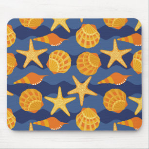 Tapis De Souris Motif bleu et orange de coquillage