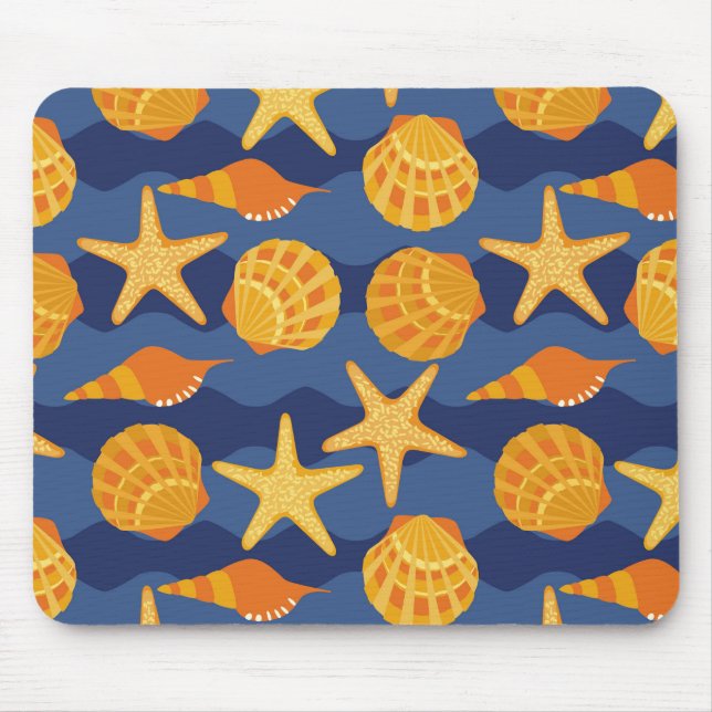 Tapis De Souris Motif bleu et orange de coquillage (Devant)
