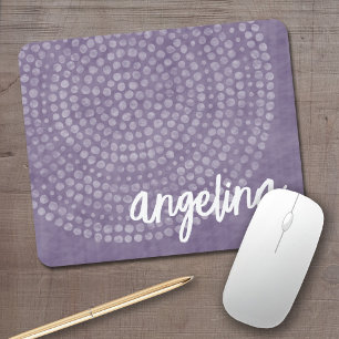 Tapis De Souris Motif Boho Dot moderne avec nom de script bounce