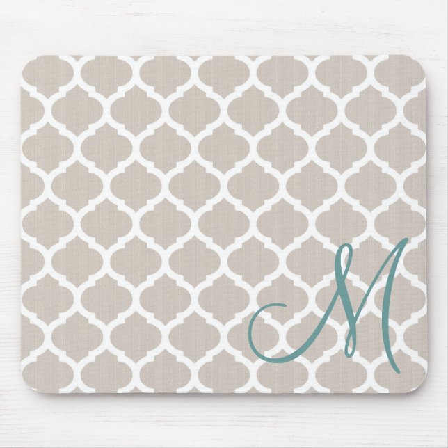 Tapis De Souris Motif bronzage élégant de treillis. Monogramme (Devant)