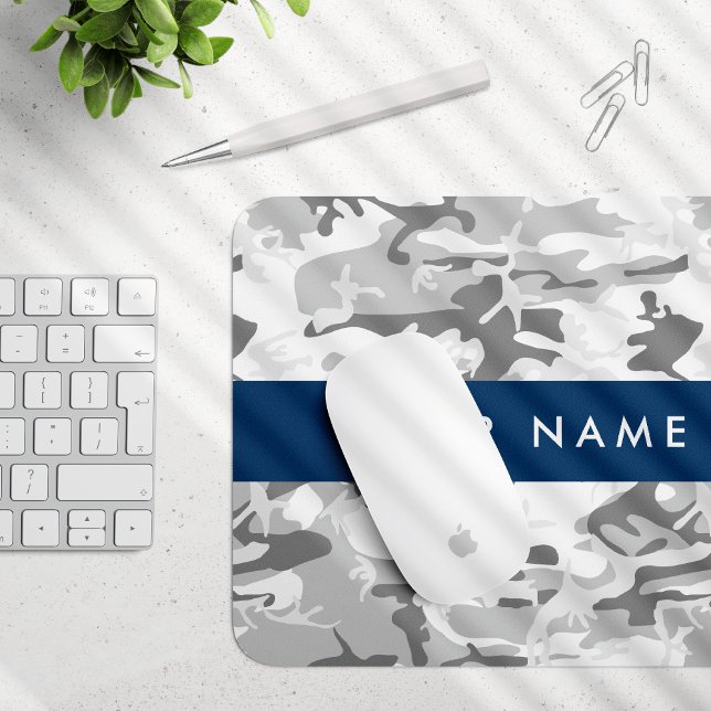 Tapis De Souris Motif camouflage neige hivernale grise Personnalis (Créateur téléchargé)