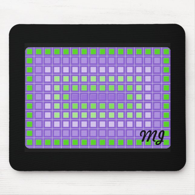 Tapis De Souris Motif Carré violet avec initiales (Devant)