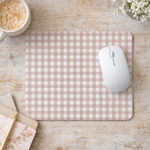 Tapis De Souris Motif carreaux pastel rose et blanc à gingham