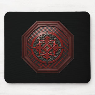 Tapis De Souris Motif celtique à damier rouge et noir dans un cadr