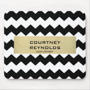 Tapis De Souris Motif Chevron Noir Blanc et Beige Rétro