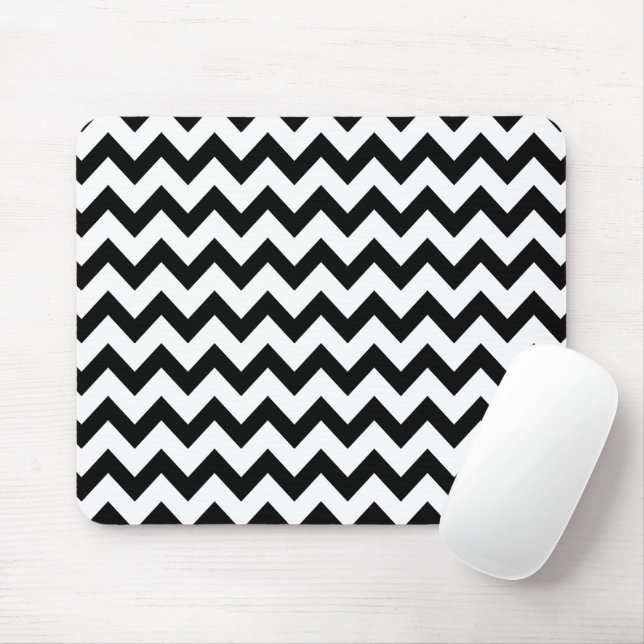 Tapis De Souris Motif Chevron noir et blanc simple (Avec souris)
