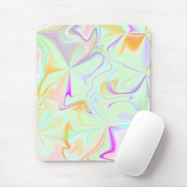 Tapis De Souris Motif coloré faux hologramme abstrait (Avec souris)