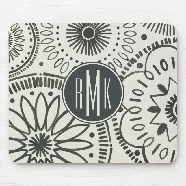Tapis De Souris Motif d'abrégé sur le monogramme | Kami (Devant)