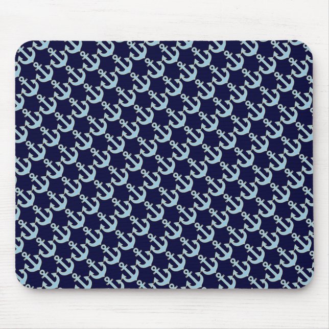 Tapis De Souris motif d'ancre nautique de bateau bleu (Devant)