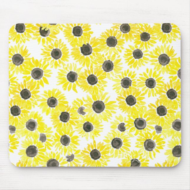 Tapis De Souris Motif d'aquarelle des tournesols (Devant)