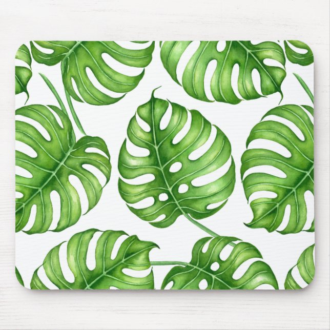 Tapis De Souris Motif d'aquarelle Monstera (Devant)
