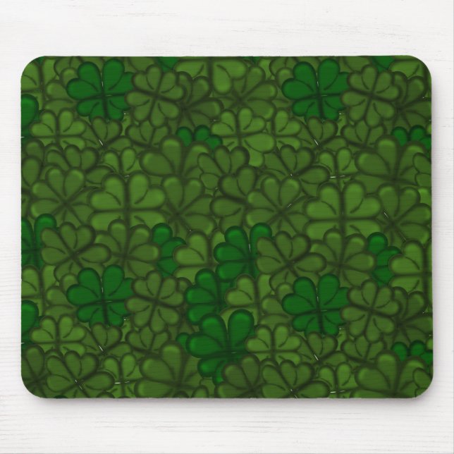 Tapis De Souris Motif d'art numérique Champ de Trèfles Saint-Patri (Devant)