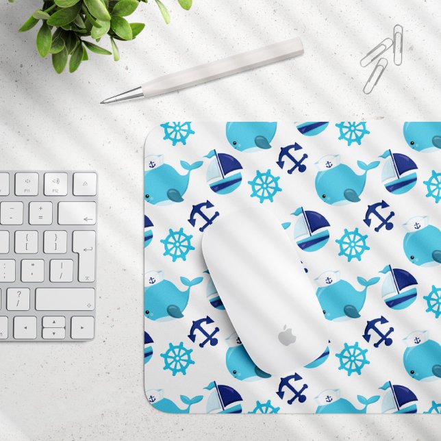 Tapis De Souris Motif De Baleines, Beaux Baleines, Baleines Bleues (Créateur téléchargé)