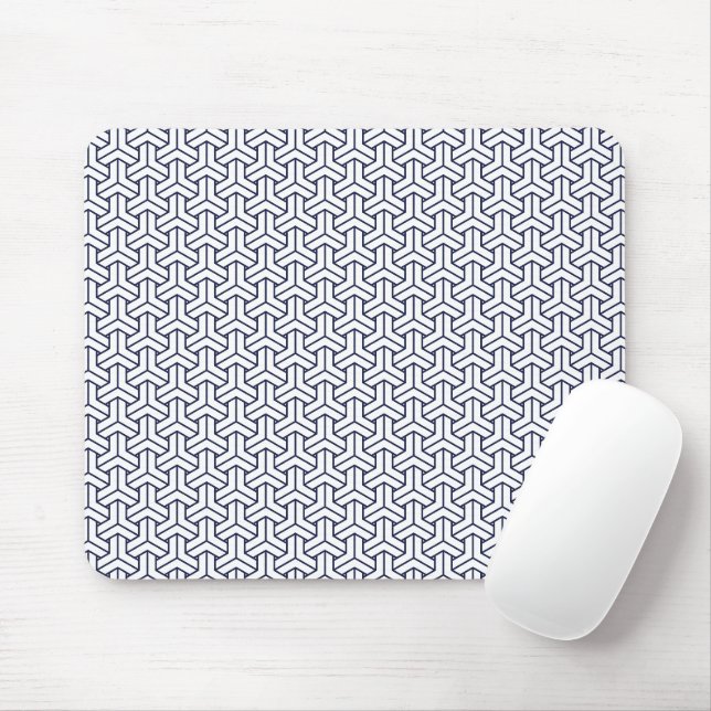 Tapis De Souris Motif de Bishamon Oriental Navy Bleu Blanc Japon (Avec souris)