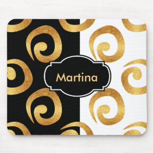Tapis De Souris Motif de boucles d'or moderne avec Monogramme pers