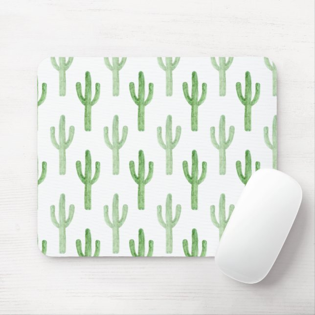 Tapis De Souris Motif de cactus aquarelle (Avec souris)