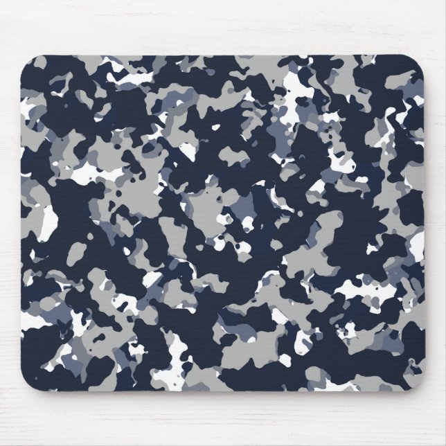 Tapis De Souris Motif de camouflage bleu gris blanc Camo (Devant)