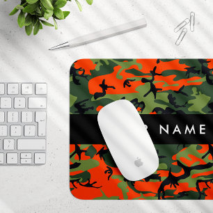 Tapis De Souris Motif de camouflage orange, Votre nom, Personnalis
