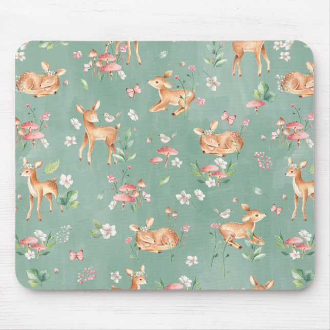 Tapis De Souris Motif de cerfs à l'aquarelle (Devant)