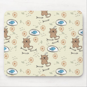 Tapis De Souris motif de chat et de poissons