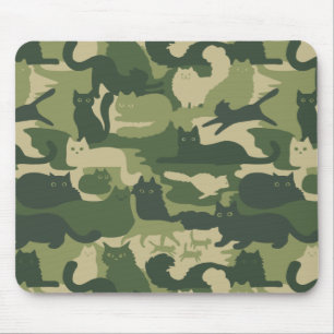 Tapis De Souris Motif de chats Camouflage Vert   Cool Kitties Camo
