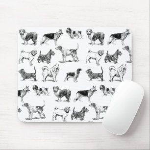 Tapis De Souris Motif de chiens Vintages noirs et blancs