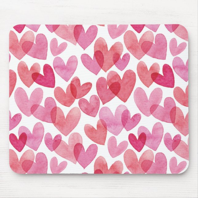 Tapis De Souris Motif de coeur aquarelle (Devant)