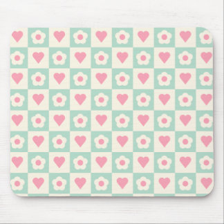 Tapis De Souris Motif de cœur et de fleurs pastel