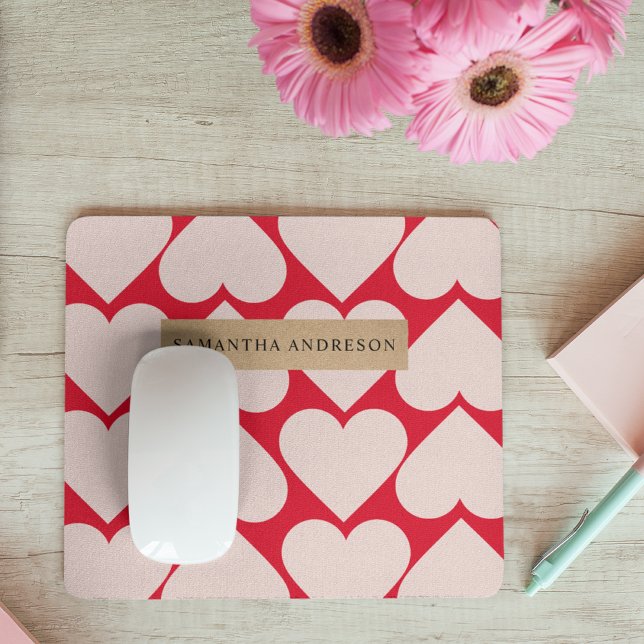 Tapis De Souris Motif de coeur romantique et rouge moderne (Créateur téléchargé)