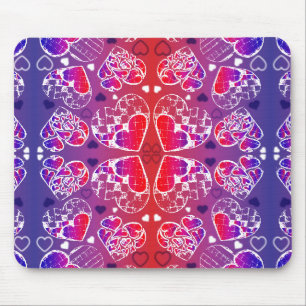 Tapis De Souris Motif de coeur romantique violet et rouge Whimsica