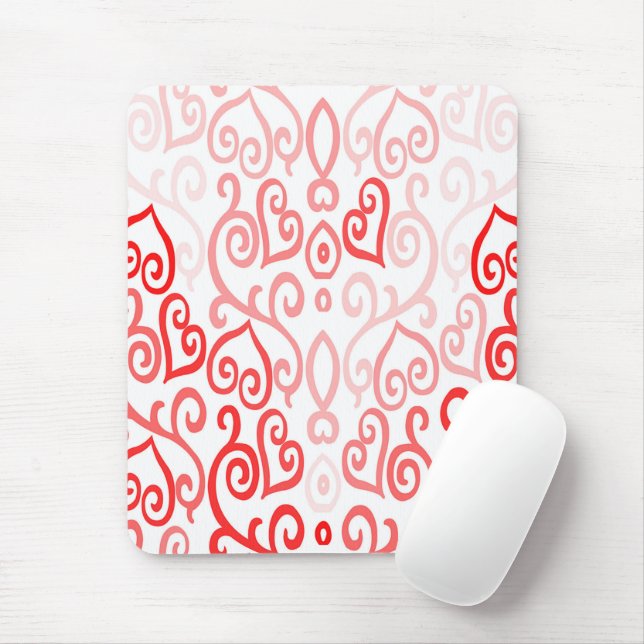 Tapis De Souris Motif de coeur rouge et rose (Avec souris)