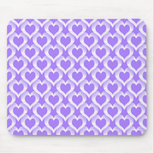 Tapis De Souris Motif de cœurs blancs violets