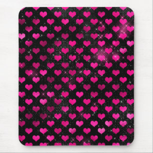 Tapis De Souris Motif de cœurs glamour rose vif et noir