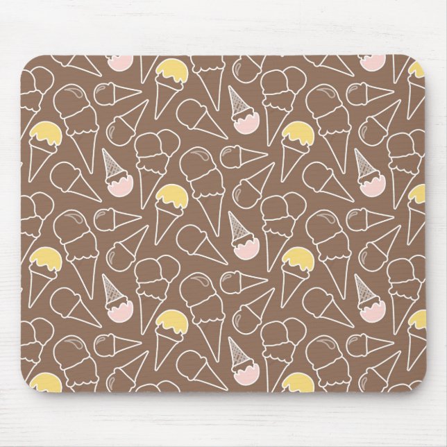 Tapis De Souris Motif de cône glacé sur le Brown (Devant)