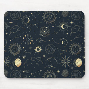 Tapis De Souris Motif de constellation d'étoile d'or bleu minuit