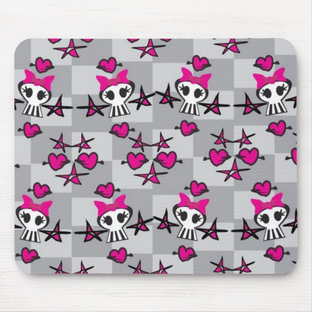 Tapis De Souris Motif de crânes d'Emo (Devant)