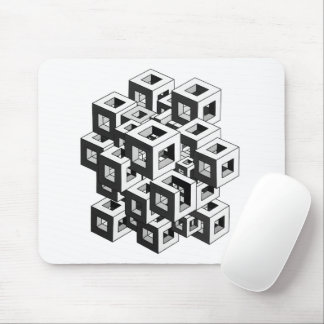 Tapis De Souris Motif de cube isométrique d'illusion d'optique gra