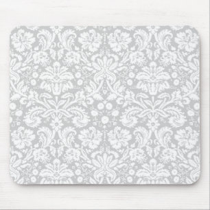 Tapis De Souris Motif de damassé de gris argenté