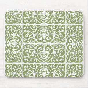 Tapis De Souris Motif de défilement vert olive