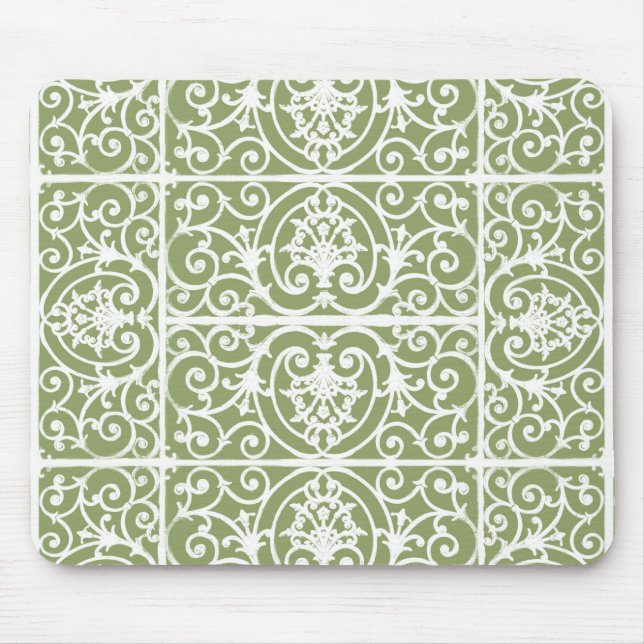 Tapis De Souris Motif de défilement vert olive (Devant)