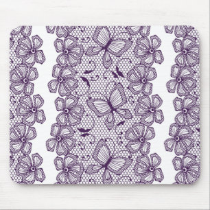 Tapis De Souris Motif de dentelle avec des papillons