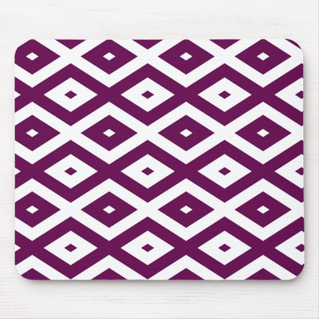 Tapis De Souris Motif de diamant blanc et violet de prune (Devant)