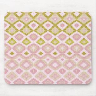 Tapis De Souris Motif de diamant géométrique en rose et vert olive