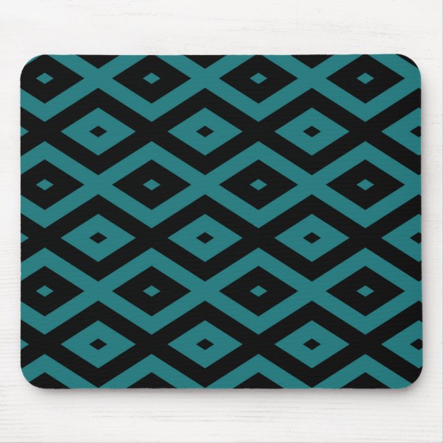 Tapis De Souris motif de diamants turquoise et noir (Devant)