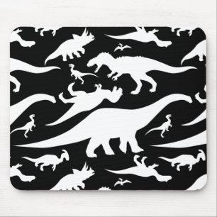Tapis De Souris Motif de dinosaures noir et blanc