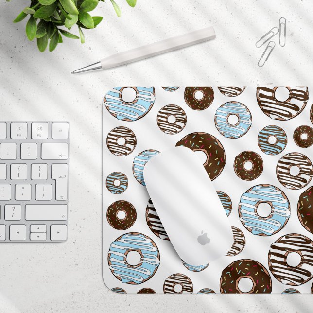 Tapis De Souris Motif De Donuts, Donuts Bleus, Donuts Brown (Créateur téléchargé)