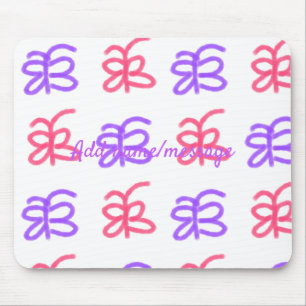 Tapis De Souris Motif de doodle de papillon rose violet ajouter le