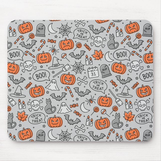 Tapis De Souris Motif de doodle pour les enfants mignons Halloween (Devant)
